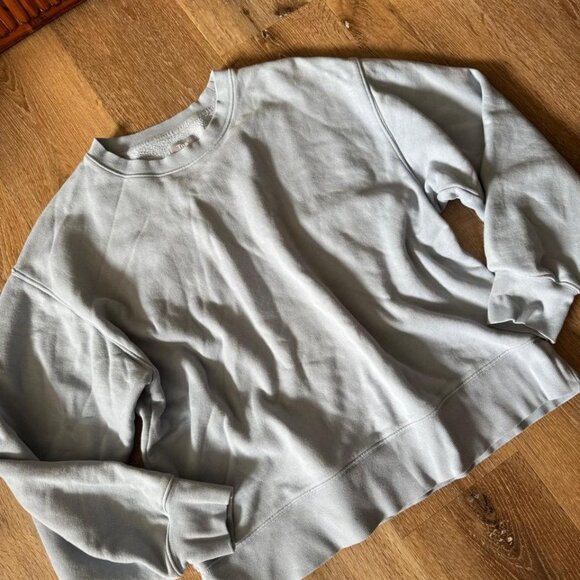 TNA Light Blue Oversized Sweatshirt Womens Sweatfleece Cozy Crewneck Size 2 - Picture 2 of 4